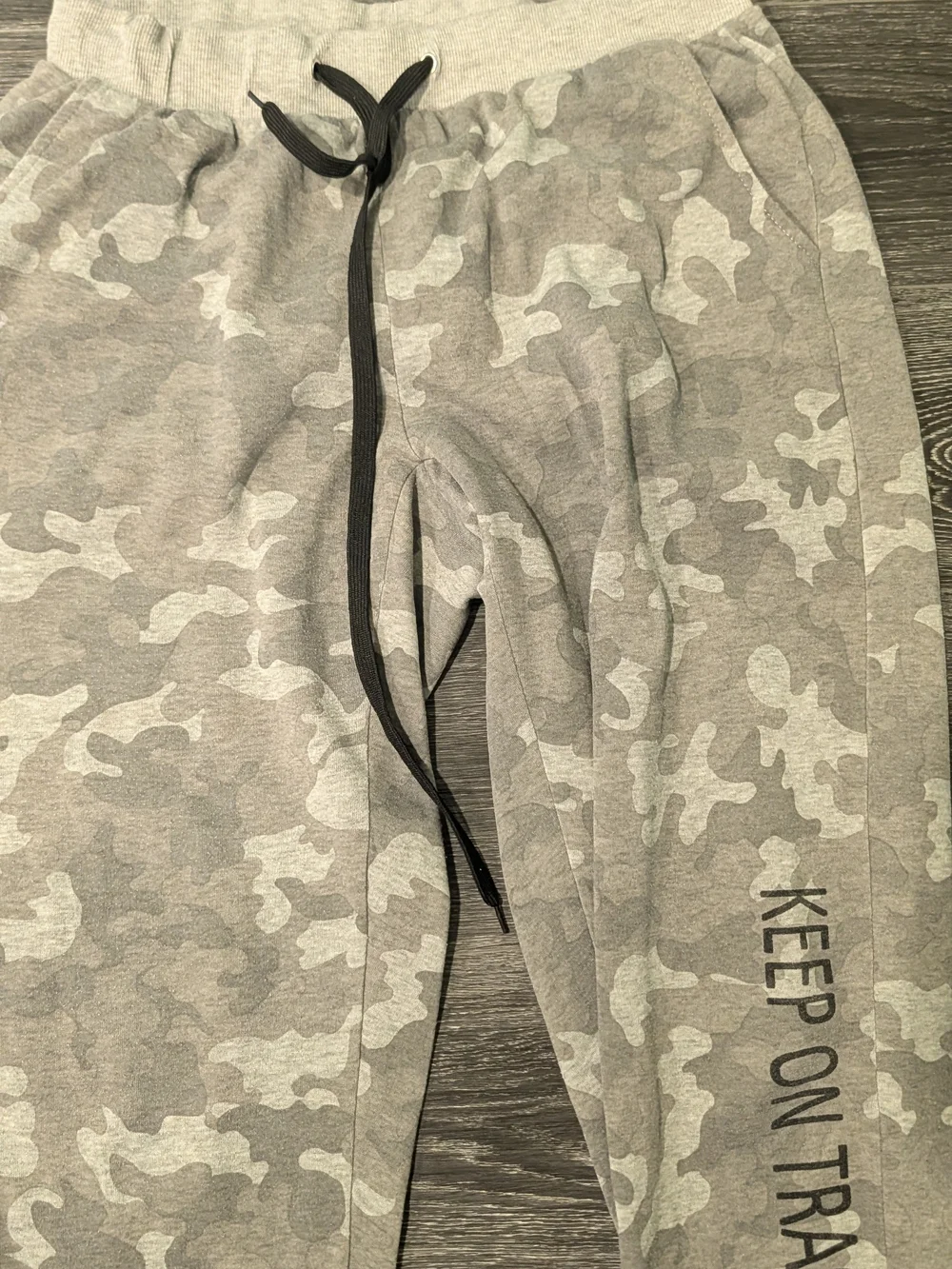 New Look Gray Camo Track Joggers with Black Drawstring